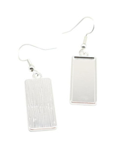 20 Pendientes de Cabochón Rectangular 10x25mm Plata SAUNUCHI 2
