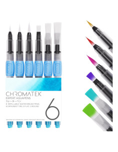 Pinceles de Agua Chromatek - Paquete de 6 - Acuarela Portátil