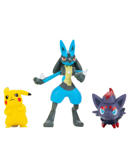 Conjunto Figuras Batalla Pokémon - Pikachu, Zorua y Lucario Conjunto Figuras Batalla Pokémon - Pikachu, Zorua y Lucario