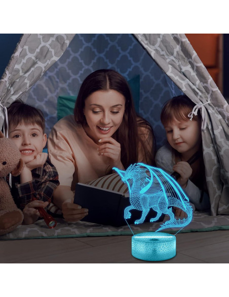 Lámpara Nocturna 3D Lampeez Dragón, 16 Colores, Control Remoto Lámpara Nocturna 3D Lampeez Dragón, 16 Colores, Control Remoto