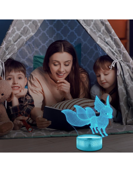 Lámpara 3D Lampeez Zorro - 16 Colores con Control Remoto