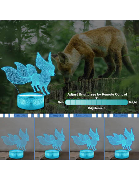 Lámpara 3D Lampeez Zorro - 16 Colores con Control Remoto