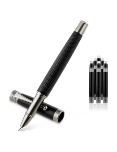 Juego de Pluma Fuente TIESOME Metal con 6 Cartuchos Tinta Negra
