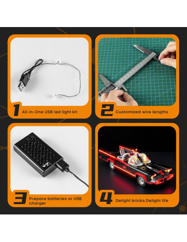 Kit de Iluminación LED LIGHTAILING para Lego 76328 Batmobile