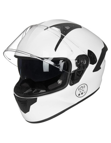 Casco de Moto ILM X9 Bluetooth Doble Visor Blanco S