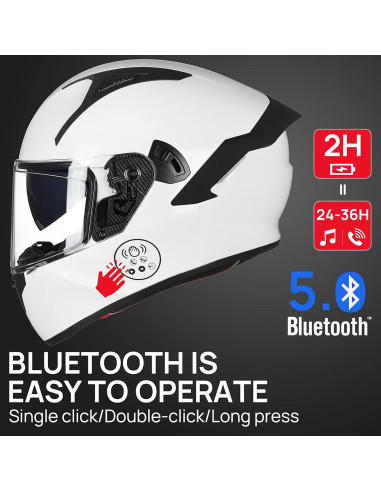 Casco de Moto ILM X9 Bluetooth Doble Visor Blanco S
