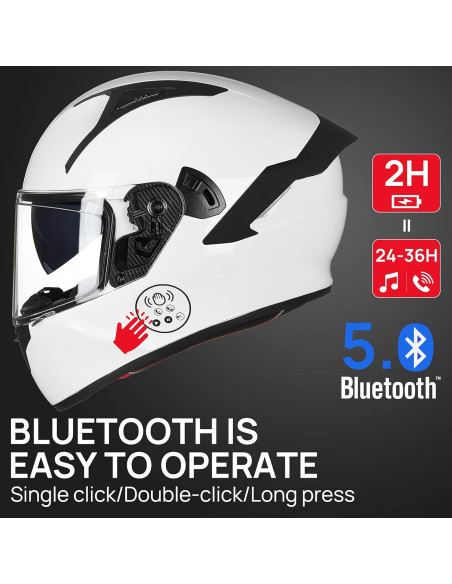 Casco de Moto ILM X9 Bluetooth Doble Visor Blanco S