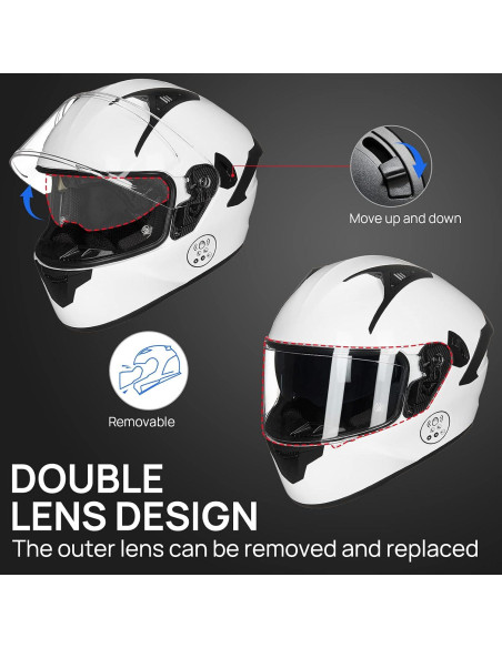 Casco de Moto ILM X9 Bluetooth Doble Visor Blanco S