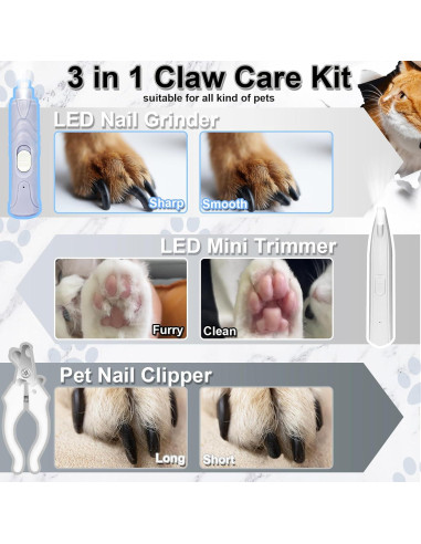 Cortapelos y Cortauñas Inalámbrico KIKETECH 3 en 1 Blanco