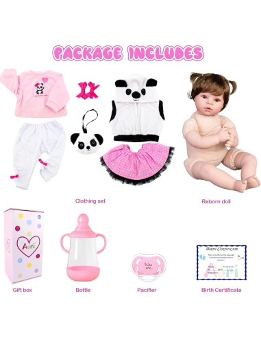 Muñeca Aori Reborn Bebé Realista 55.88 cm con Accesorios