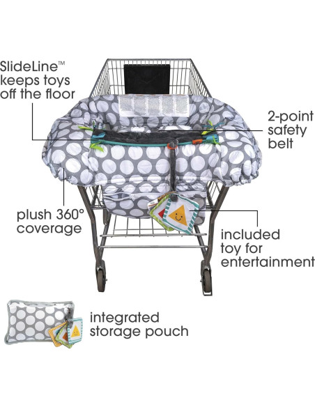 Cubierta de carrito de compras Boppy Preferred - Puntos jumbo grises