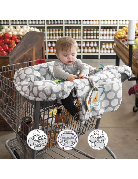 Cubierta de carrito de compras Boppy Preferred - Puntos jumbo grises