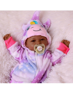 Muñeca Bebé Realista Negra Mia 43 cm BABESIDE con Ropa y Accesorios 2