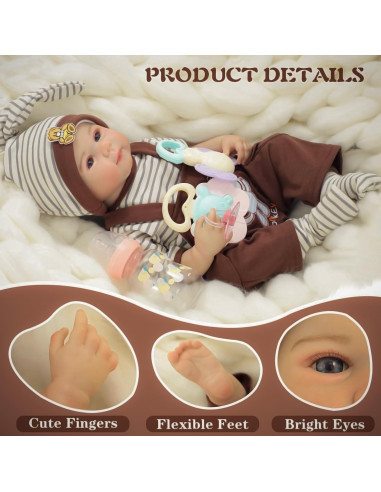 Muñeca de bebé renacida Kdudgso 50.8 cm con accesorios