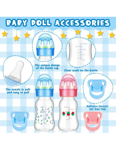 Accesorios para Muñecas Reborn Jexine 4 Piezas Chupetes y Botellas