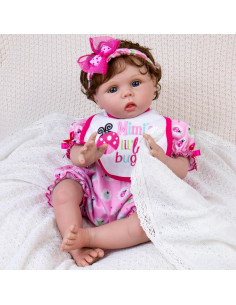 Muñeca Aori Reborn 55.88 cm Realista con Ropa Rosa 2