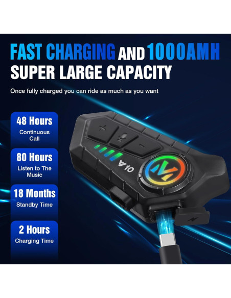 Altavoces para Casco de Motocicleta FEYA Y10 IPX6 Bluetooth 5.3