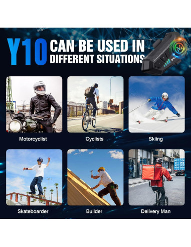 Altavoces para Casco de Motocicleta FEYA Y10 IPX6 Bluetooth 5.3