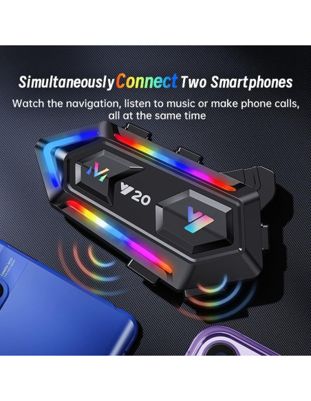 Auricular Bluetooth WNJACO Y20 para Casco Motocicleta IPX6
