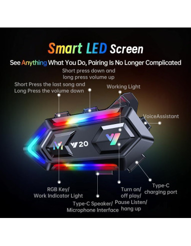 Auricular Bluetooth WNJACO Y20 para Casco Motocicleta IPX6