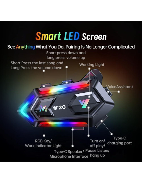 Auricular Bluetooth WNJACO Y20 para Casco Motocicleta IPX6