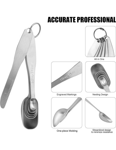 Set de Cucharas Medidoras EDELIN Acero Inoxidable 18/8 6 Piezas