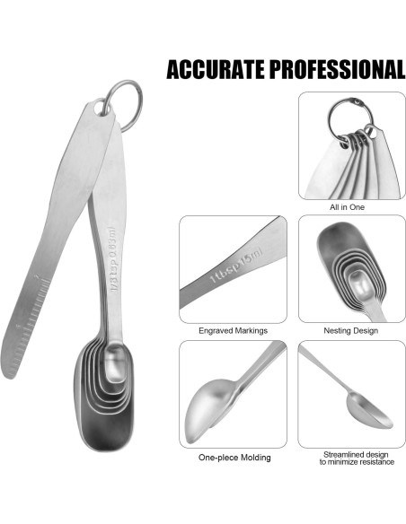Set de Cucharas Medidoras EDELIN Acero Inoxidable 18/8 6 Piezas