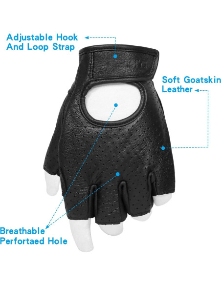 Guantes de Motocicleta KAIWENDE Medianos de Cuero Acolchados