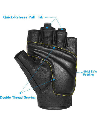 Guantes de Motocicleta KAIWENDE Medianos de Cuero Acolchados
