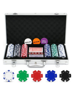 NOLIE Juego de Fichas de Póker 300 PCS con Estuche de Aluminio