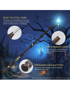 Varita Mágica Iluminada Kwistq Recargable para Cosplay 2
