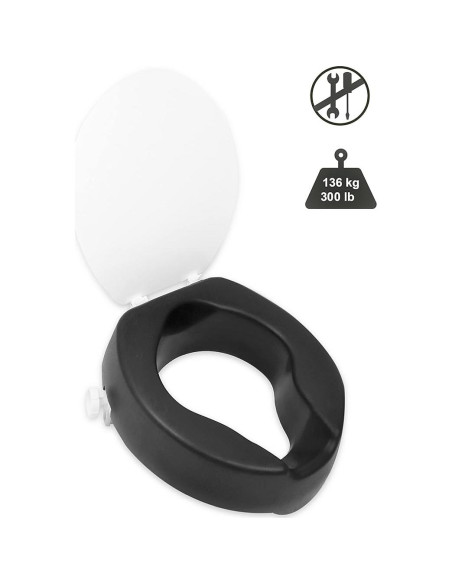 Asiento Elevado para Inodoro KMINA 10 cm con Manijas Negro