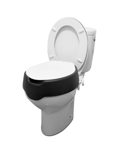 Asiento Elevado para Inodoro KMINA 10 cm con Manijas Negro