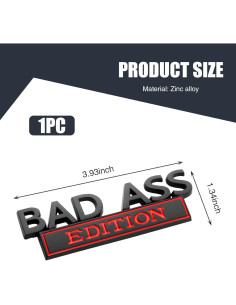 Calcomanía de Insignia Prywog 9.91x3.30cm Negro y Rojo 2