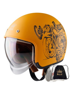 Casco de Motocicleta Royal M139 3/4 Retro - Dorado Mate