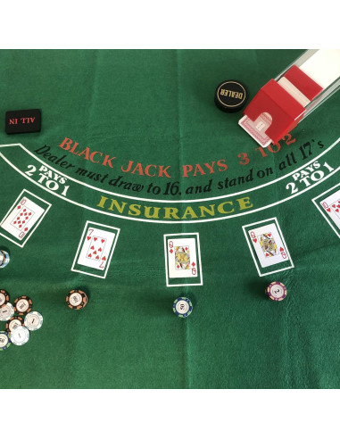 Feltro de Mesa de Blackjack YH Poker 90x180 cm Verde