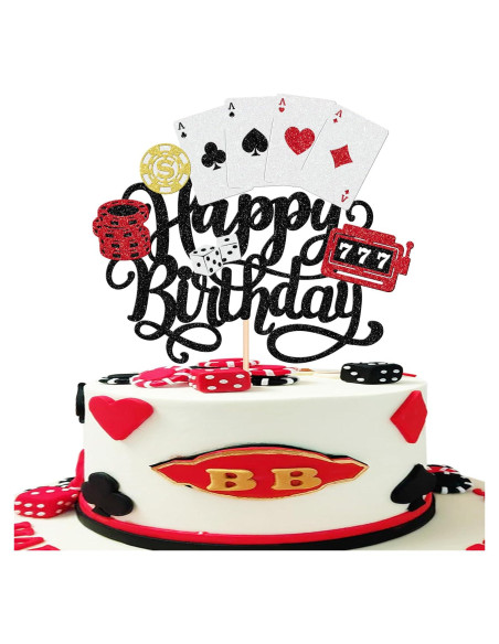 Adorno de Pastel Casino Feliz Cumpleaños ZHUOWEISM 16.76x24.89cm