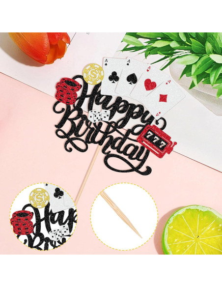 Adorno de Pastel Casino Feliz Cumpleaños ZHUOWEISM 16.76x24.89cm