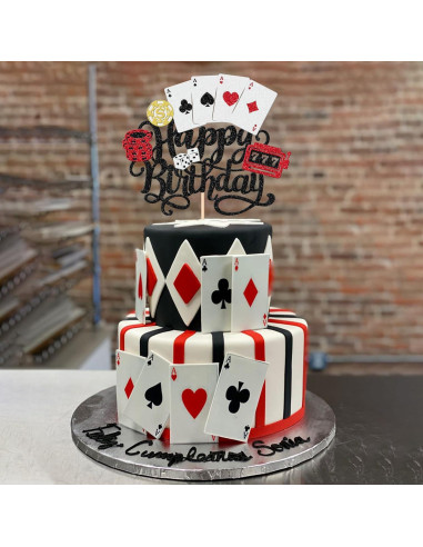 Adorno de Pastel Casino Feliz Cumpleaños ZHUOWEISM 16.76x24.89cm