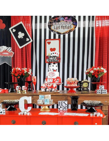 Adorno de Pastel Casino Feliz Cumpleaños ZHUOWEISM 16.76x24.89cm
