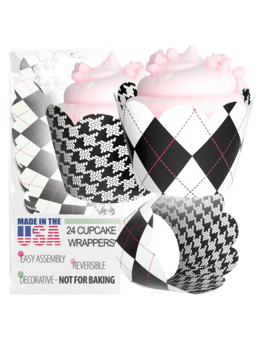 Fundas para Cupcake Confetti Couture 24 Piezas Blanco y Negro