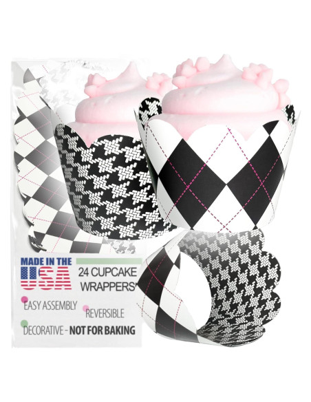 Fundas para Cupcake Confetti Couture 24 Piezas Blanco y Negro
