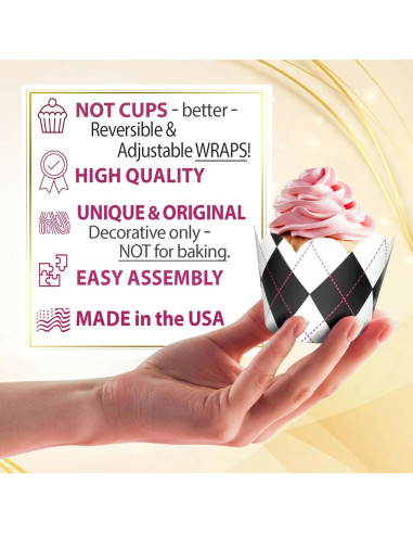 Fundas para Cupcake Confetti Couture 24 Piezas Blanco y Negro