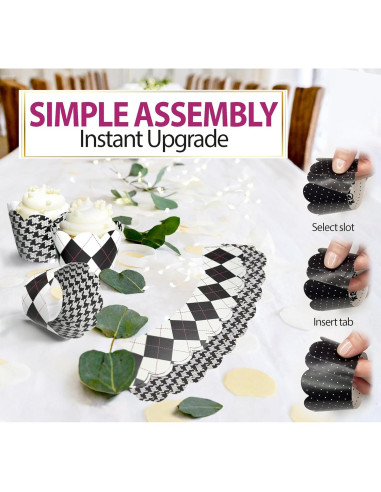 Fundas para Cupcake Confetti Couture 24 Piezas Blanco y Negro