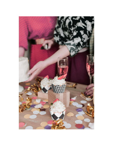 Fundas para Cupcake Confetti Couture 24 Piezas Blanco y Negro