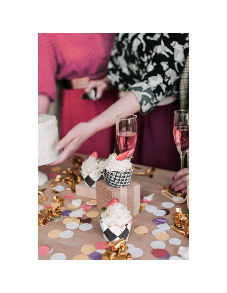 Fundas para Cupcake Confetti Couture 24 Piezas Blanco y Negro