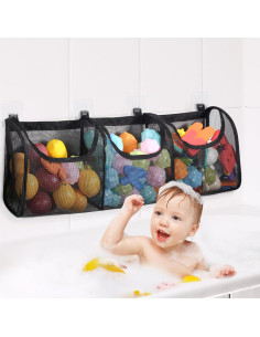 Organizador de Juguetes de Baño Goowin, 3 Compartimentos, Negro 2