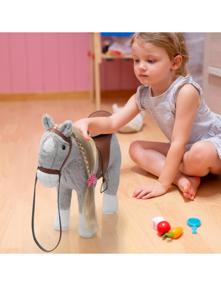 Caballo de Peluche HollyHOME 27,94 cm Gris con Accesorios