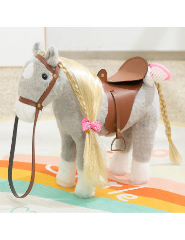 Caballo de Peluche HollyHOME 27,94 cm Gris con Accesorios