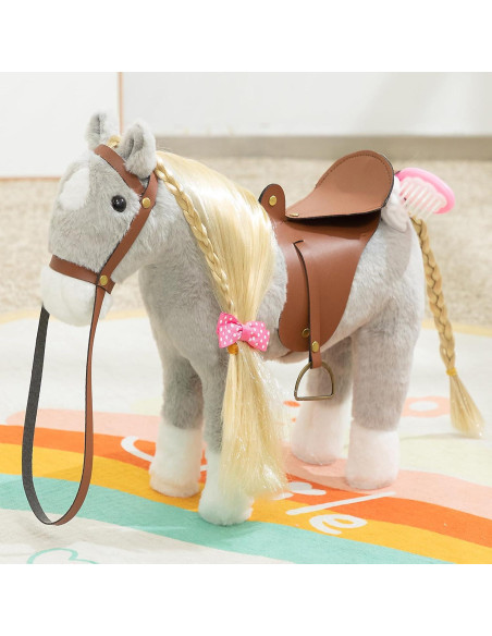 Caballo de Peluche HollyHOME 27,94 cm Gris con Accesorios